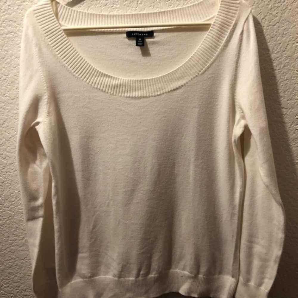 Lands End women’s white sweater - Picture 2 of 9